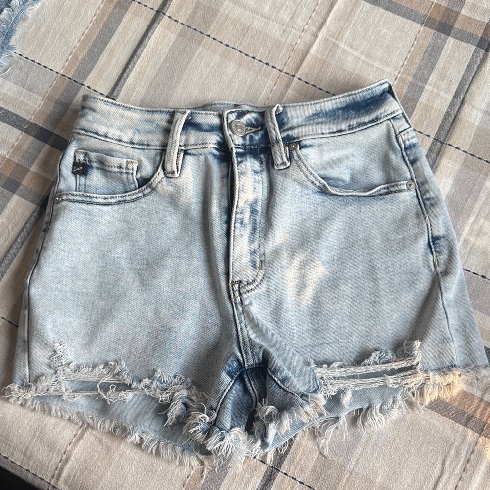 KanCan Light Blue Frayed Jean Shorts